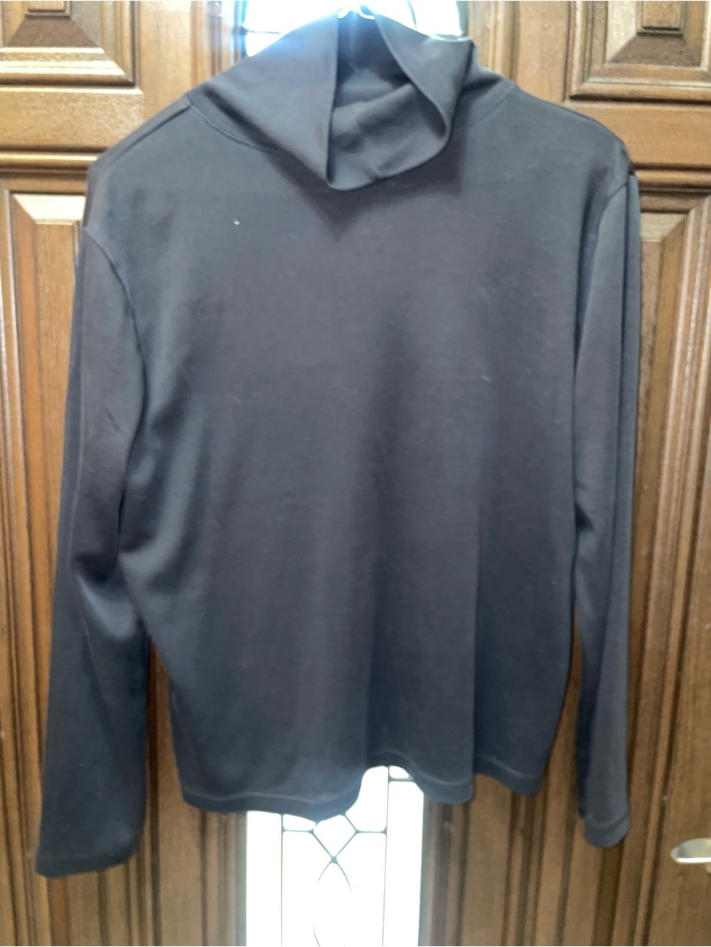 LL Bean Women Sz L-PET Black Turtleneck Shirt Long Sleeves 100% Pima Cotton